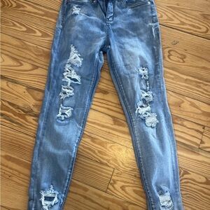 Easel Los Angeles Womens Size S Light Wash Distressed Skinny Jeans Style EB40916